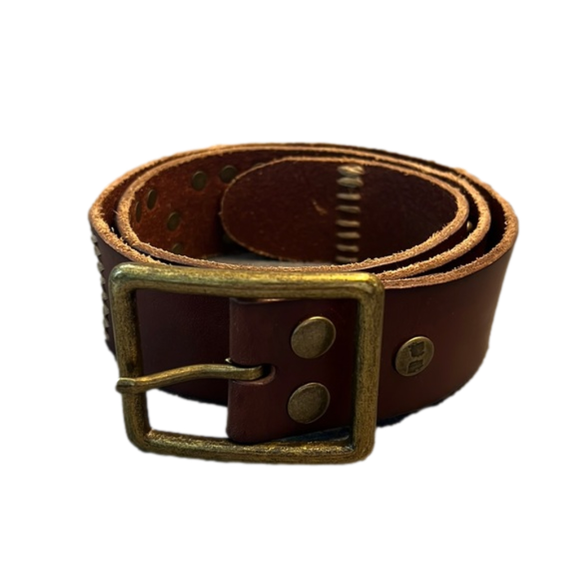 BED|STU Accessories - Bed|Stu Leather Echo Belt with Stitching, Grommets, and Studs Size Small